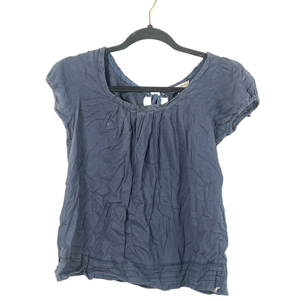 American Eagle Outfitter Y2K Blue Babydoll Short Sleeve Top Pheasant Cottagecore